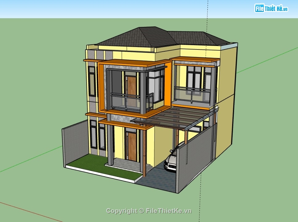 su nhà phố,sketchup nhà phố,su nhà phố 2 tầng,sketchup nhà phố 2 tầng