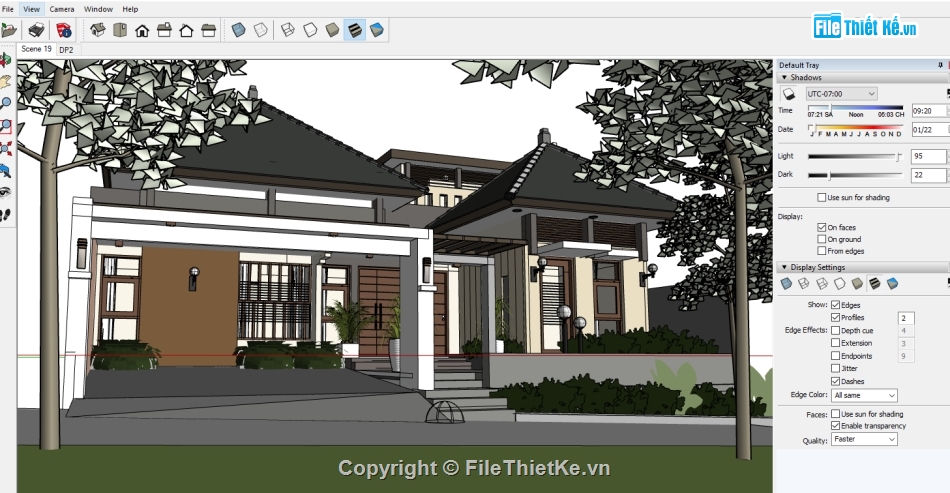 biệt thự vườn,file sketchup biệt thự vườn,biệt thự vườn vườn su,Su biệt thự vườn,Sketchup biệt thự vườn