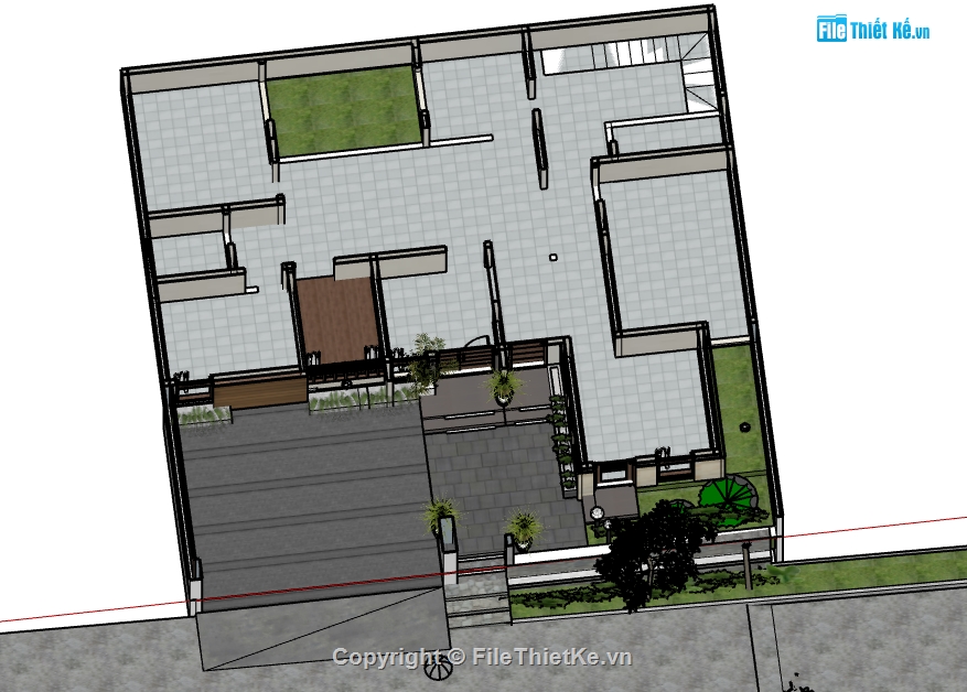 biệt thự vườn,file sketchup biệt thự vườn,biệt thự vườn vườn su,Su biệt thự vườn,Sketchup biệt thự vườn