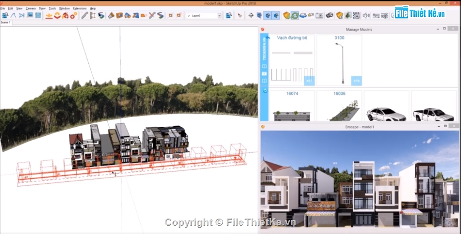 nhà liên phố su 2018,Sketchup nhà phố,sketchup nhà liền kề,mẫu nhà phố liền kề,mẫu sketchup nhà phố