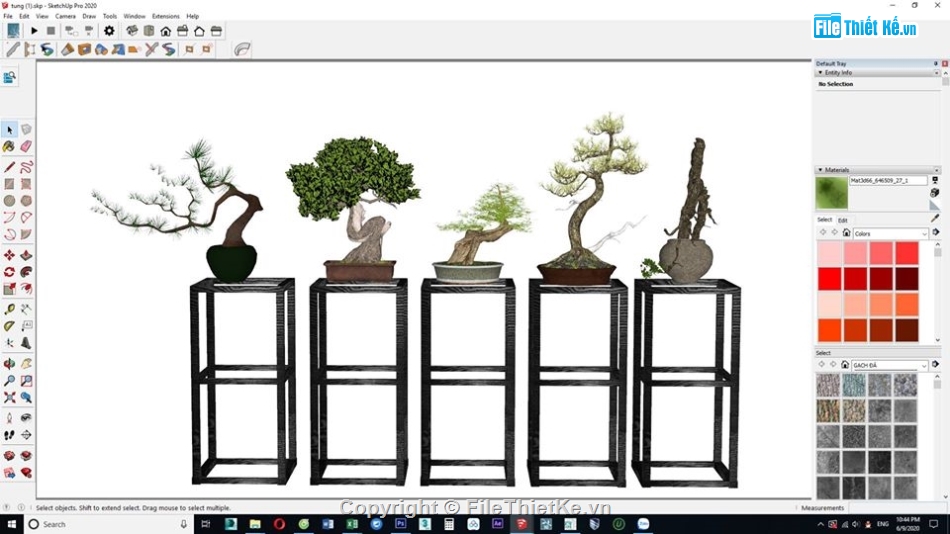 Model sketchup 2019 dựng tiểu cajrh,sketchup mẫu tiểu cảnh,thiết kế cây tùng su,vật dụng tiểu cảnh sketchup