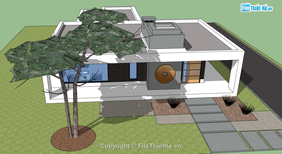 nhà 1 tầng,nhà 3d 1 tầng,Model 3d nhà 1 tầng,file su nhà 1 tầng