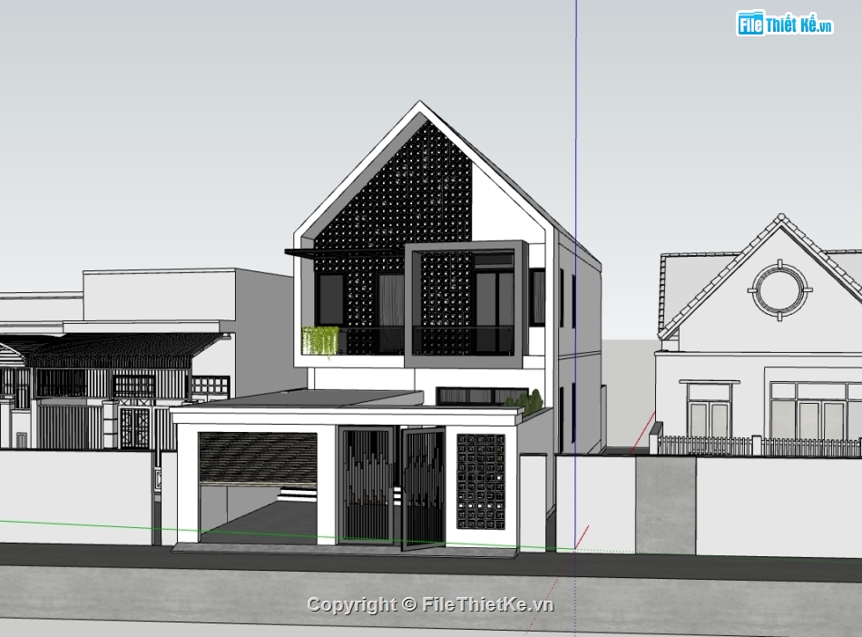 Model su nhà phố 2 tầng,model sketchup nhà phố 2 tầng,file su nhà phố 2 tầng,model nhà phố 2 tầng