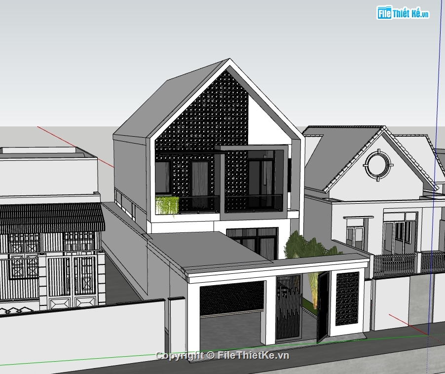 Model su nhà phố 2 tầng,model sketchup nhà phố 2 tầng,file su nhà phố 2 tầng,model nhà phố 2 tầng