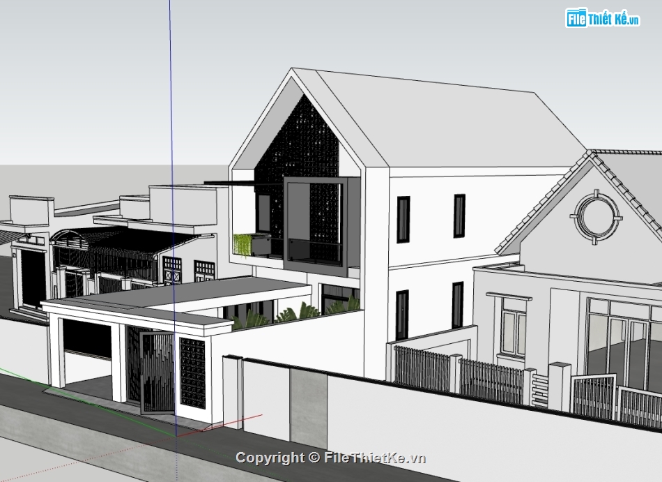 Model su nhà phố 2 tầng,model sketchup nhà phố 2 tầng,file su nhà phố 2 tầng,model nhà phố 2 tầng