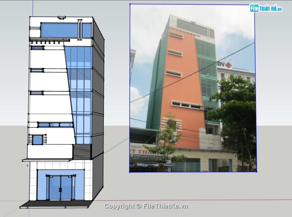 phòngkhám 3d,3d phòng khám da liễu pleiku,Model 3d tòa nhà,file sketchup phòng khám da liễu pleiku,model su phòng khám da liễu pleiku