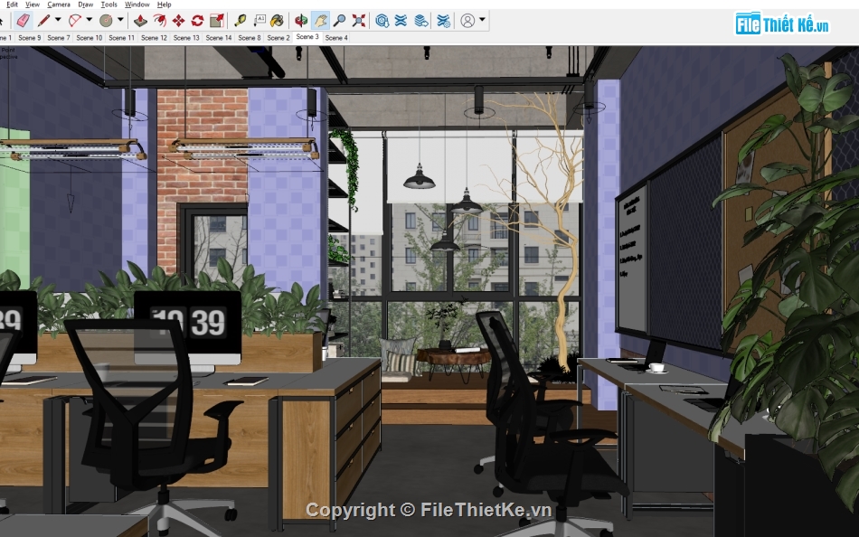 Model sketchup văn phòng làm việc,Sketchup văn phòng làm việc,Sketchup nội thất phòng làm việc,Sketchup văn phòng công ty,Sketchup văn phòng,Model 3D nội thất văn phòng