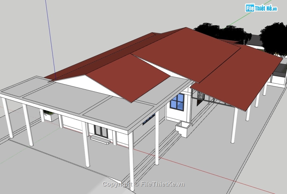 su biệt thự,sketchup biệt thự,su biệt thự 1 tầng,sketchup biệt thự 1 tầng