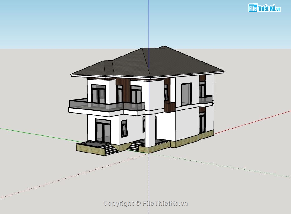 biệt thự 2 tầng,biệt thự sketchup,model su biệt thự 2 tầng,bao cảnh biệt thự 2 tầng,biệt thự hiện đại sketchup