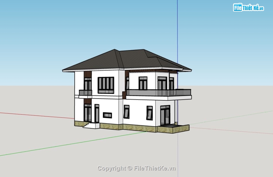 biệt thự 2 tầng,biệt thự sketchup,model su biệt thự 2 tầng,bao cảnh biệt thự 2 tầng,biệt thự hiện đại sketchup