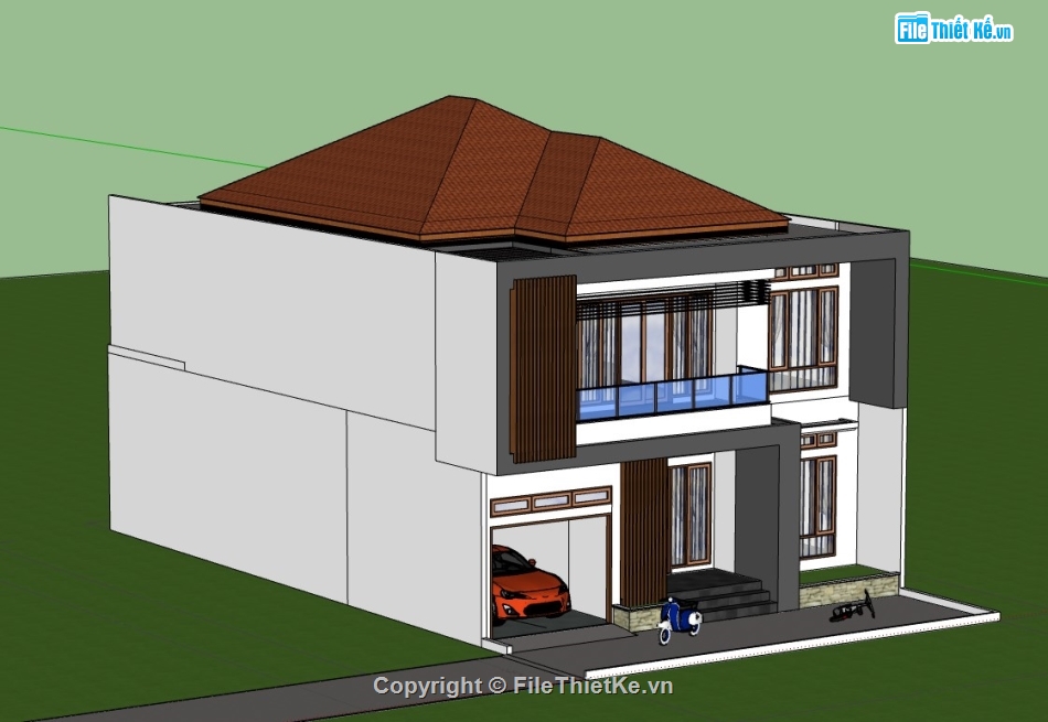 biệt thự sketchup,sketchup biệt thự,Model sketchup biệt thự