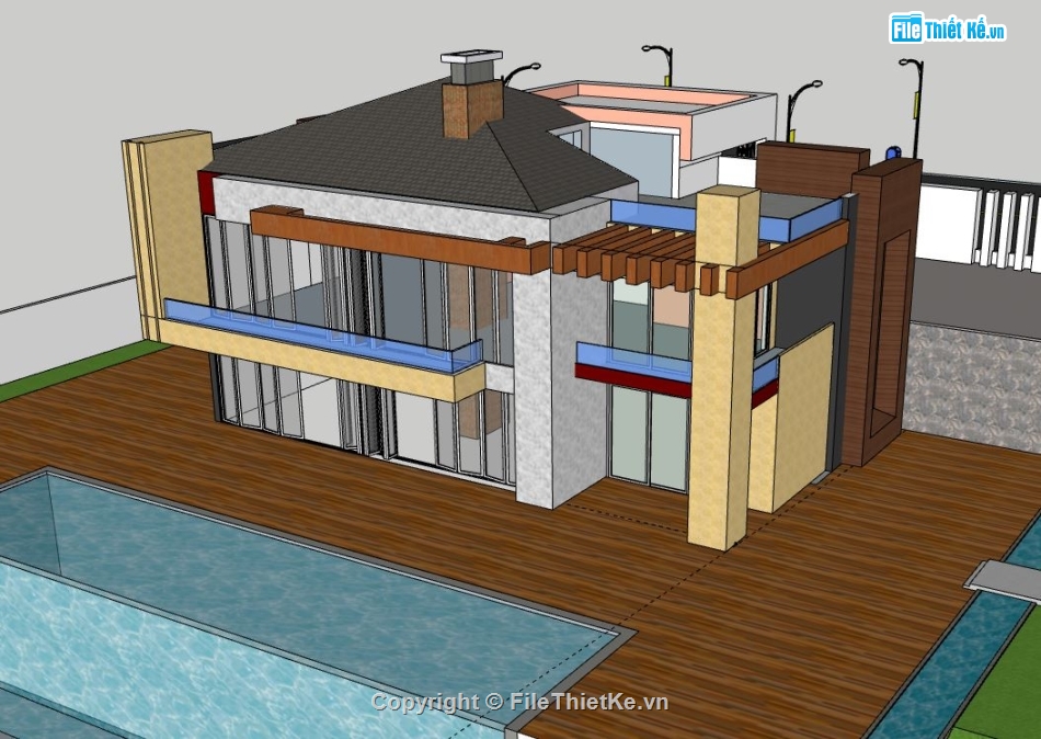 Biệt thự 2 tầng,model su biệt thự 2 tầng,file su biệt thự 2 tầng,biệt thự 2 tầng sketchup,file sketchup biệt thự 2 tầng