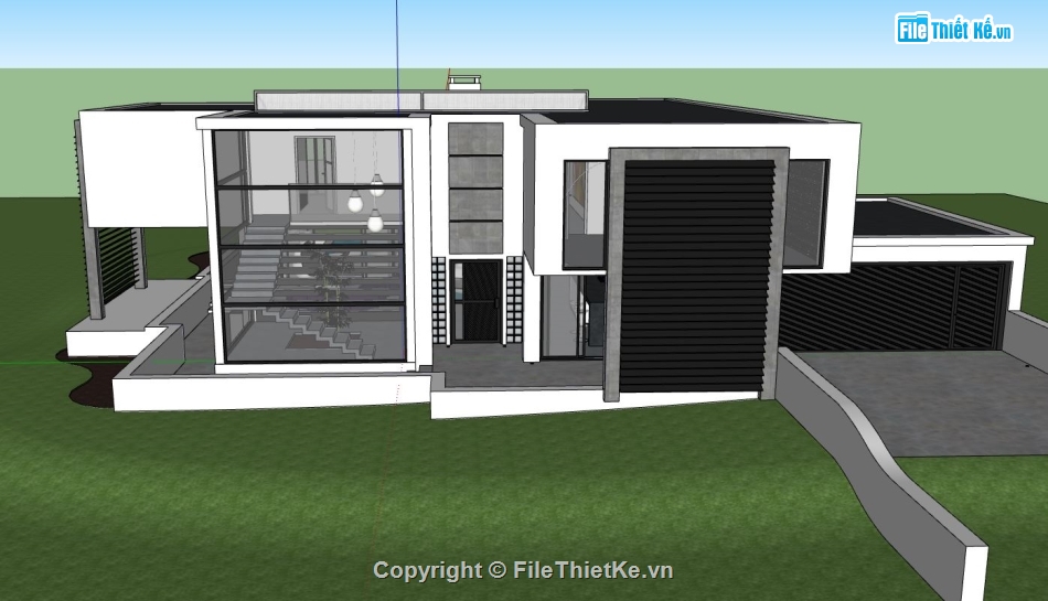 Model sketchup biệt thự,sketchup biệt thự 2 tầng,model su biệt thự 2 tầng