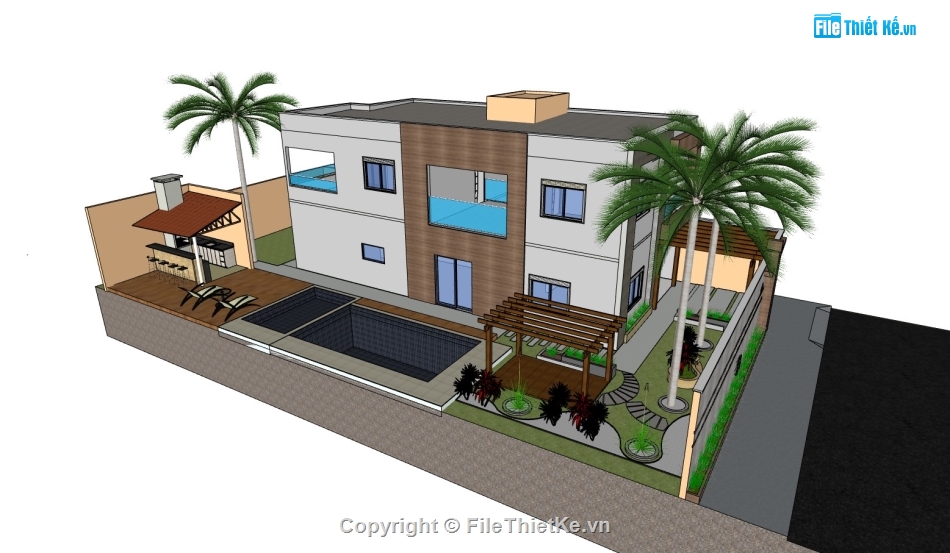 biệt thự sketchup,sketchup biệt thự,Model sketchup biệt thự,su biệt thự,sketchup biệt thự 2 tầng