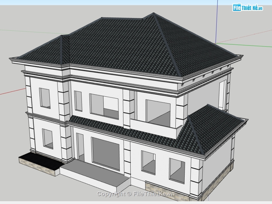 biệt thự 2 tầng file su,file su biệt thự 2 tầng,biệt thự sketchup,model su biệt thự 2 tầng