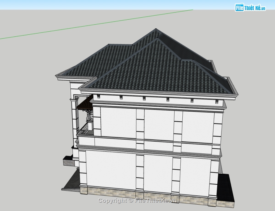 biệt thự 2 tầng file su,file su biệt thự 2 tầng,biệt thự sketchup,model su biệt thự 2 tầng