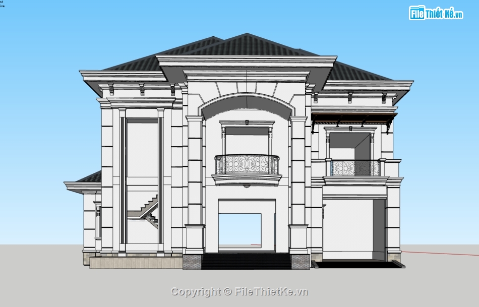 biệt thự 2 tầng file su,file su biệt thự 2 tầng,biệt thự sketchup,model su biệt thự 2 tầng