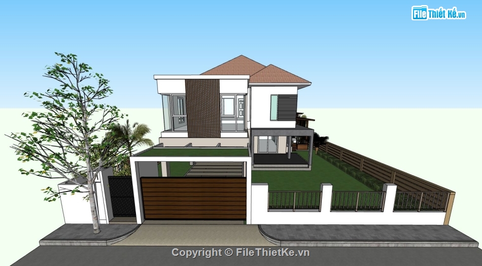 biệt thự 2 tầng,sketchup biệt thự 2 tầng,sketchup biệt thự 2 tầng hiện đại,biệt thự sketchup