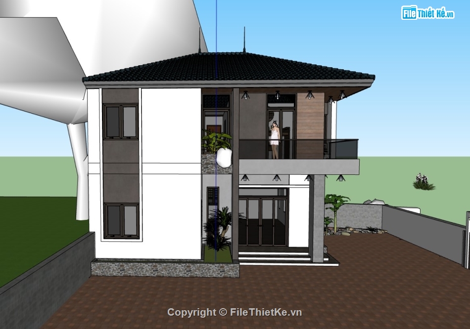 biệt thự,su biệt thự,biệt thự 2 tầng,sketchup biệt thự 2 tầng,su biệt thự 2 tầng