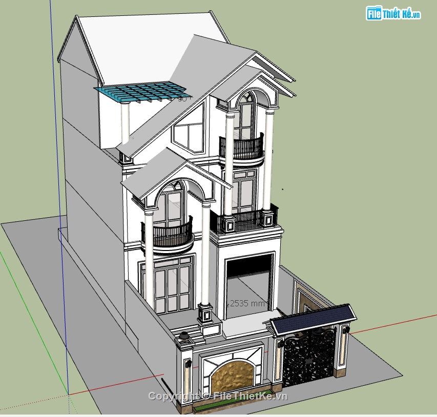 biệt thự 3 tầng file su,file su biệt thự 3 tầng,model su biệt thự 3 tầng,model sketchup biệt thự 3 tầng