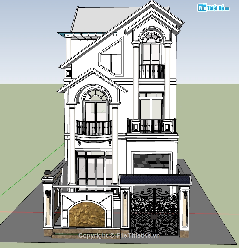 biệt thự 3 tầng file su,file su biệt thự 3 tầng,model su biệt thự 3 tầng,model sketchup biệt thự 3 tầng