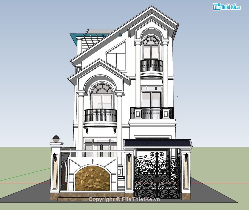 biệt thự 3 tầng file su,file su biệt thự 3 tầng,model su biệt thự 3 tầng,model sketchup biệt thự 3 tầng