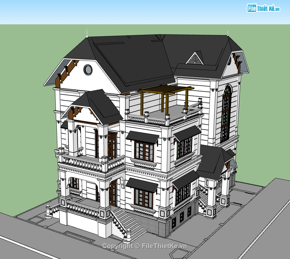 biệt thự 3 tầng,sketchup biệt thự,Model sketchup biệt thự,sketchup biệt thự 3 tầng,biệt thự  3 tầng,biệt thự 3 tầng sketchup