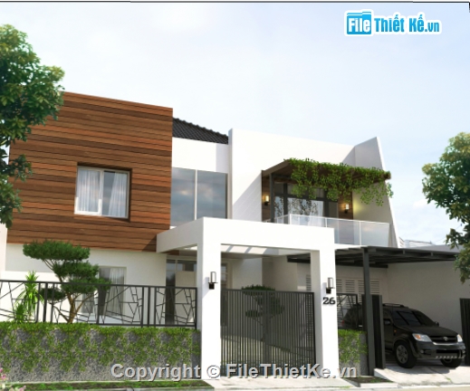 model su biệt thự,su biệt thự phố,file su biệt thự 2 tầng,biệt thự 2 tầng 15x24m,biệt thự phố 15x24m