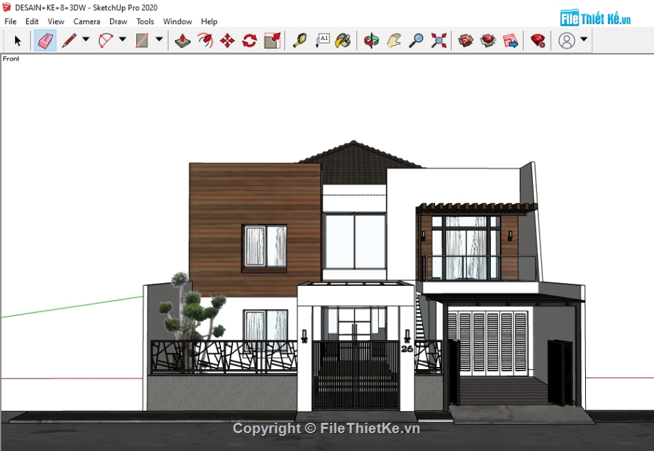 model su biệt thự,su biệt thự phố,file su biệt thự 2 tầng,biệt thự 2 tầng 15x24m,biệt thự phố 15x24m