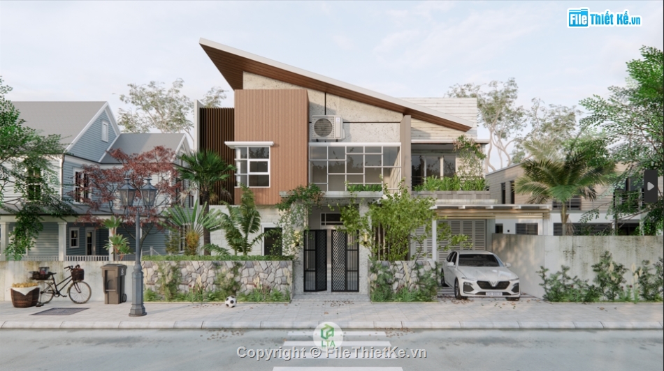 Villa sketchup model,sketchup nhà hiện đại,sketchup villa hiện đại,bao cảnh đẹp,file setting ánh sáng