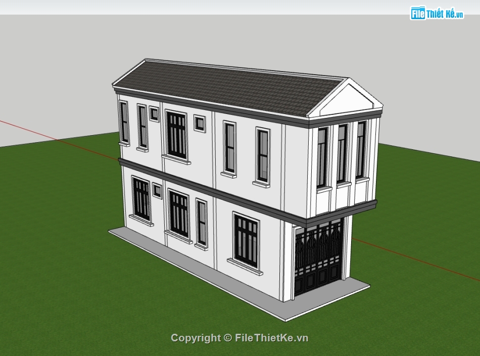 nhà phố sketchup,nhà phố 2 tầng,model su nhà phố 2 tầng,nhà phố 2 tầng sketchup