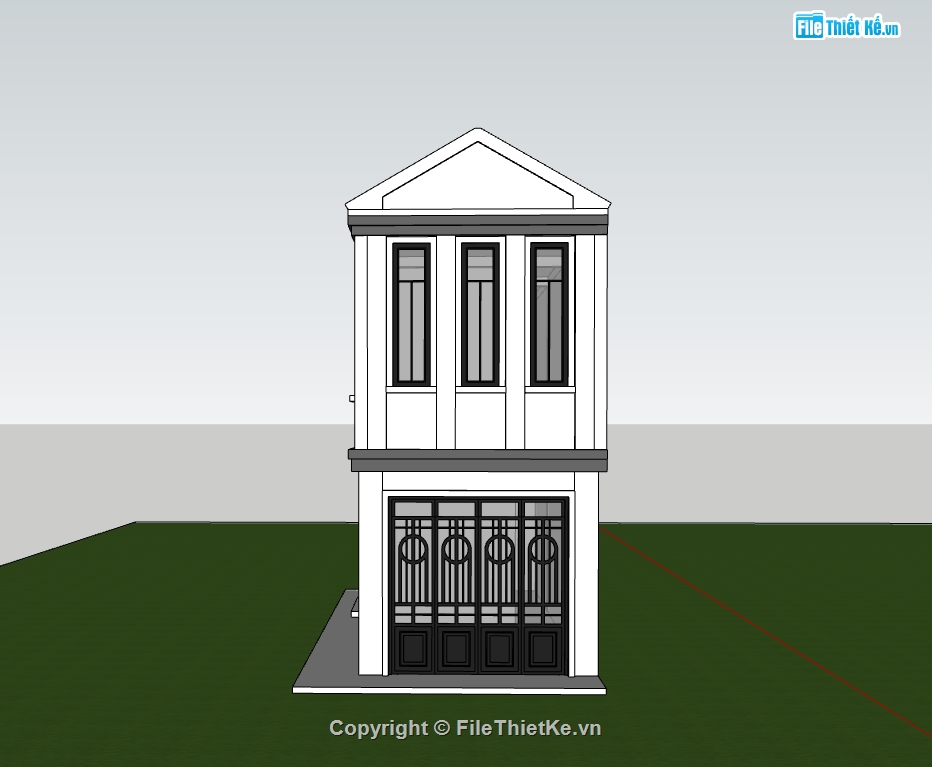 nhà phố sketchup,nhà phố 2 tầng,model su nhà phố 2 tầng,nhà phố 2 tầng sketchup