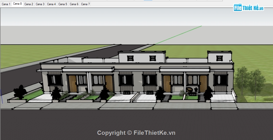 model su nhà 1 tầng,file su nhà 1 tầng,model sketchup nhà 1 tầng,file sketchup nhà 1 tầng