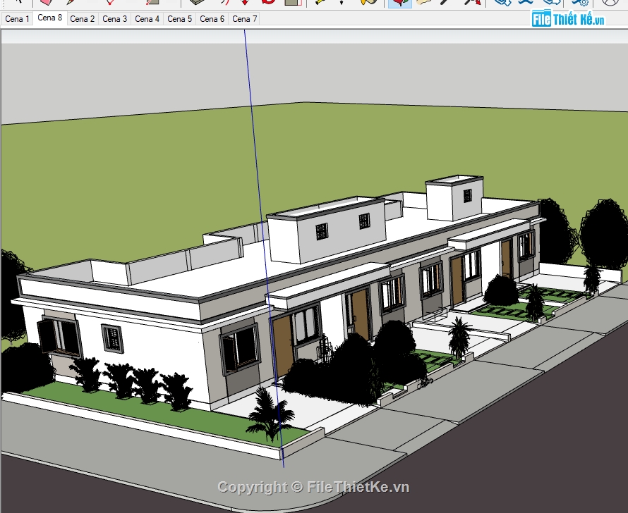 model su nhà 1 tầng,file su nhà 1 tầng,model sketchup nhà 1 tầng,file sketchup nhà 1 tầng