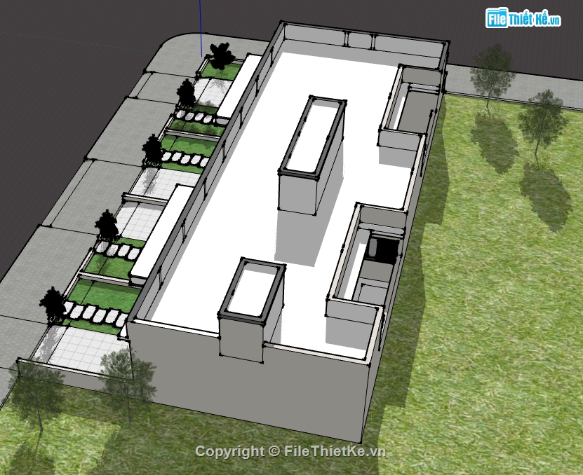 model su nhà 1 tầng,file su nhà 1 tầng,model sketchup nhà 1 tầng,file sketchup nhà 1 tầng