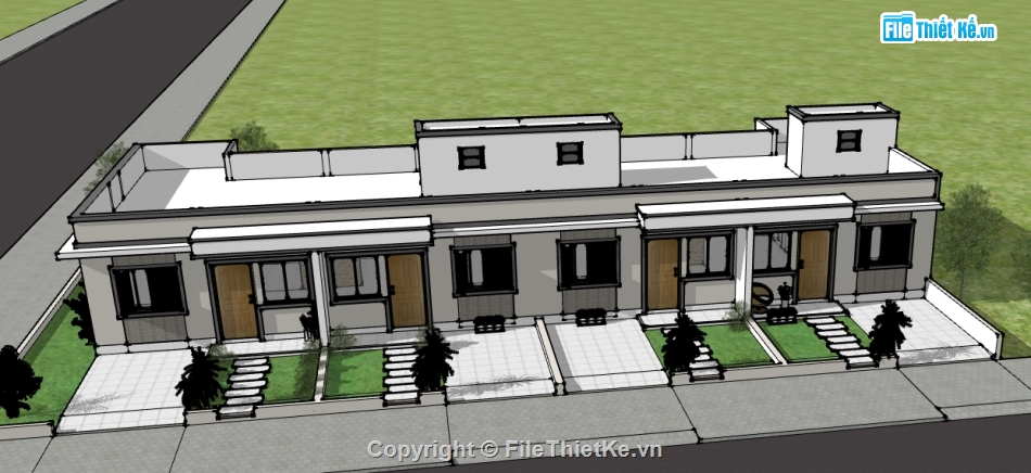 model su nhà 1 tầng,file su nhà 1 tầng,model sketchup nhà 1 tầng,file sketchup nhà 1 tầng