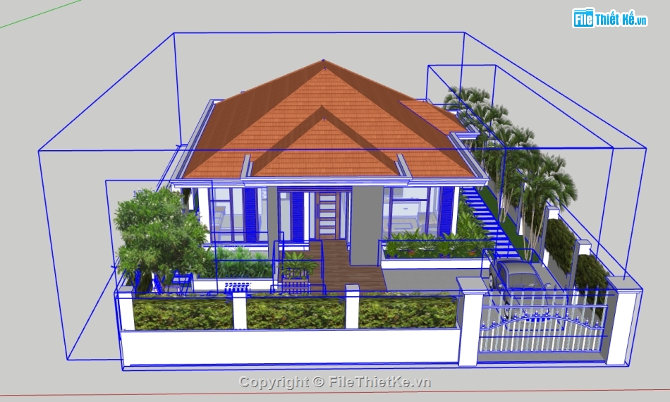 model su biệt thự 1 tầng,file su biệt thự 1 tầng,file sketchup biệt thự 1 tầng,sketchup biệt thự 1 tầng