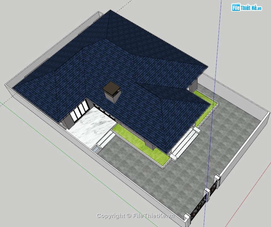 Mẫu Sketchup biệt thự 1 tầng,File sketchup biệt thự 1 tầng,Bản vẽ sketchup biệt thự 1 tầng,sketchup biệt thự 1 tầng 12x16m,biệt thự 1 tầng sketchup