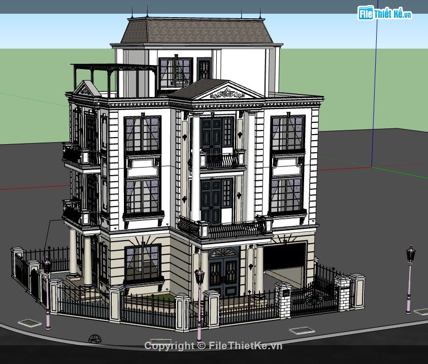 biệt thự sang trọng,mẫu biệt thự sketchup,mẫu biệt thự 3 tầng,mẫu biệt thự sang trọng