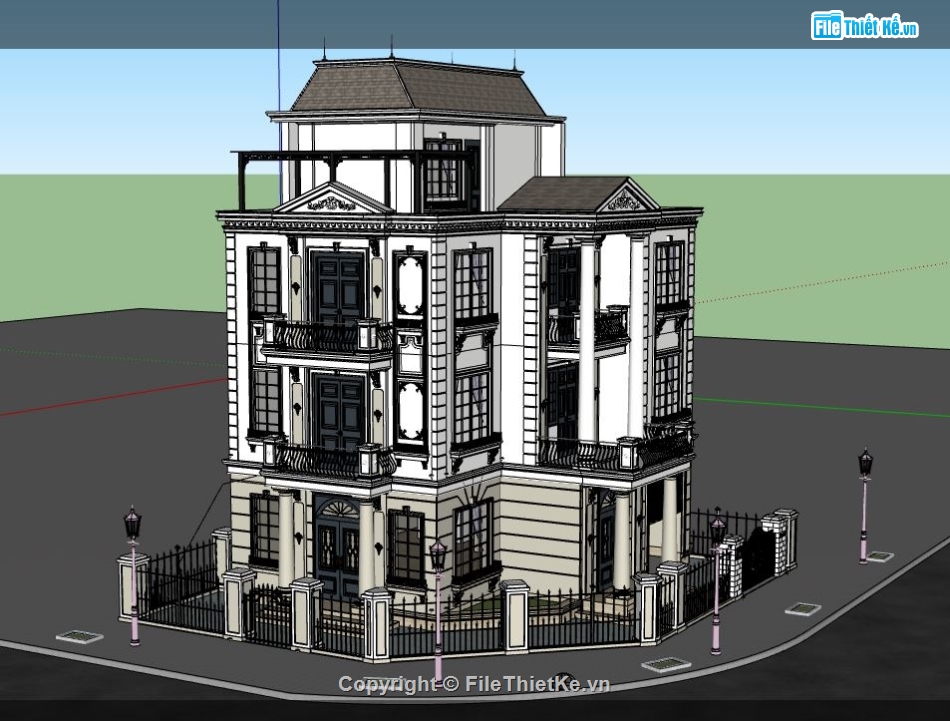 biệt thự sang trọng,mẫu biệt thự sketchup,mẫu biệt thự 3 tầng,mẫu biệt thự sang trọng