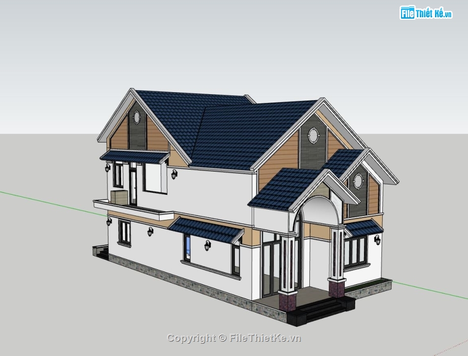 mẫu nhà phố 2 tầng,nhà phố 2 tầng sketchup,model su nhà phố 2 tầng,nhà phố hiện đại