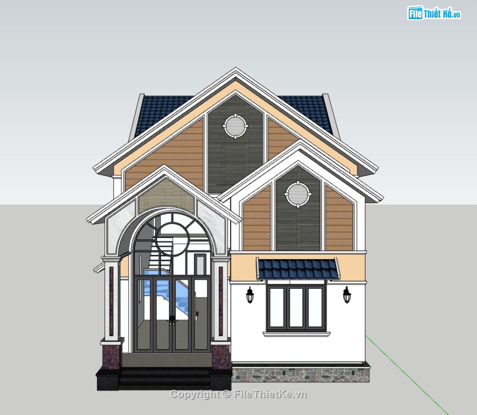 mẫu nhà phố 2 tầng,nhà phố 2 tầng sketchup,model su nhà phố 2 tầng,nhà phố hiện đại