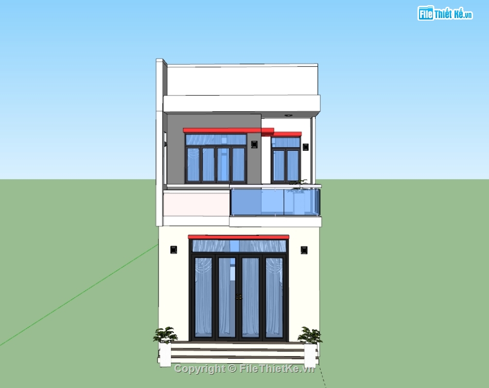 nhà phố,nhà 2 tầng,model nhà phố