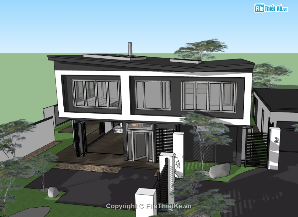 sketchup nhà phố 2 tầng,model 3d nhà phố 2 tầng,model su nhà phố 2 tầng,file su nhà phố 2 tầng,file 3d nhà phố 2 tầng