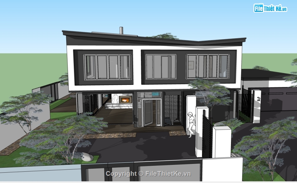 sketchup nhà phố 2 tầng,model 3d nhà phố 2 tầng,model su nhà phố 2 tầng,file su nhà phố 2 tầng,file 3d nhà phố 2 tầng