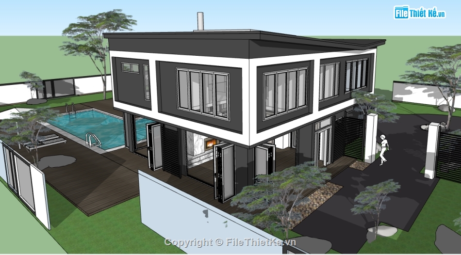 sketchup nhà phố 2 tầng,model 3d nhà phố 2 tầng,model su nhà phố 2 tầng,file su nhà phố 2 tầng,file 3d nhà phố 2 tầng