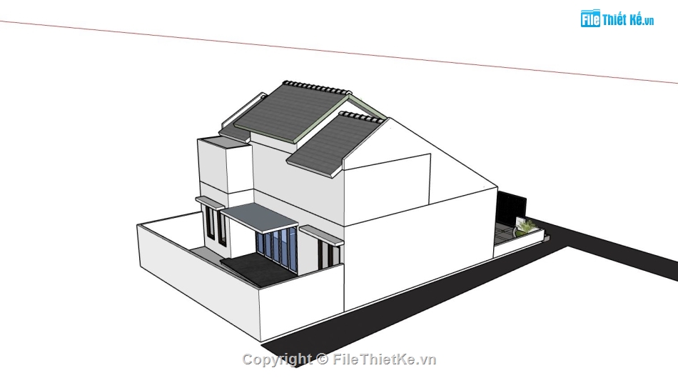 nhà cấp 4 sketchup,file sketchup nhà cấp 4 hiện đại,mẫu nhà cấp 4 đep,nhà cấp 4 hiện đại