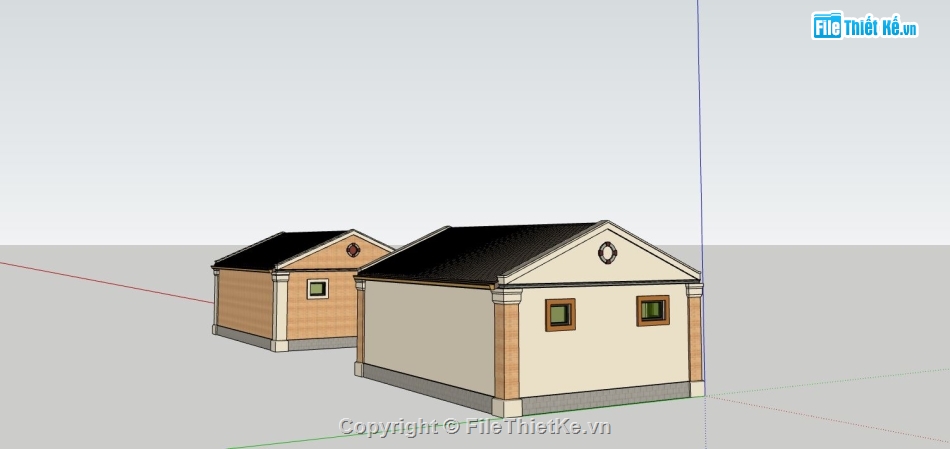 nhà cấp 4,nhà cấp 4 nông thôn,nhà cấp 4 sketchup,mẫu nhà cấp 4 đẹp