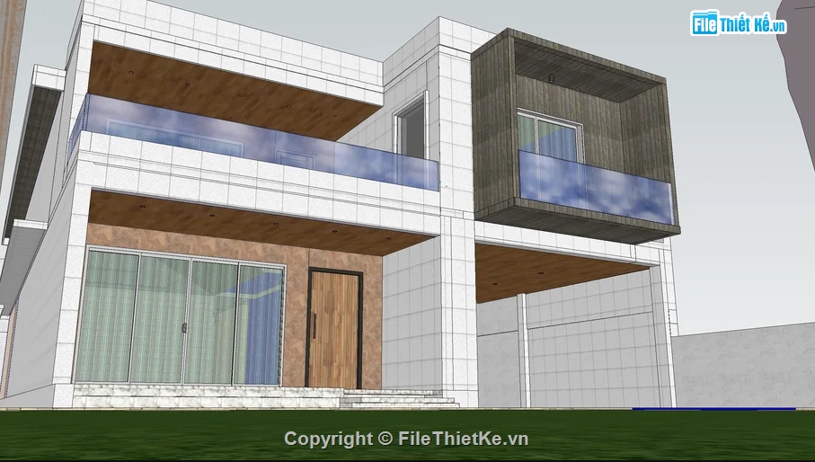 nhà 2 tầng,model nhà phố,model sketchup nhà phố