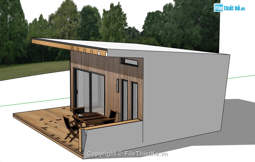 nhà bungalow,file su nhà bungalow,model su nhà bungalow,file sketchup nhà bungalow,sketchup nhà bungalow